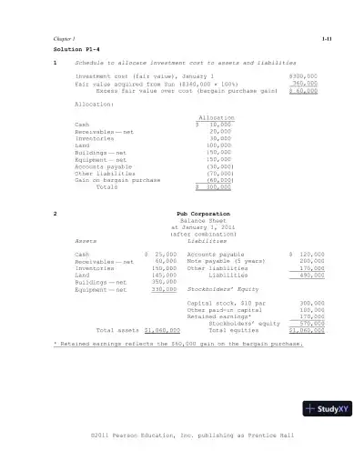 Solution Manual For Advanced Accounting, 11th Edition - Page 12 preview image