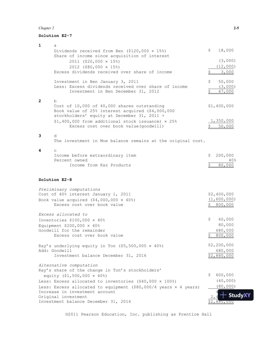 Solution Manual For Advanced Accounting, 11th Edition, page 22