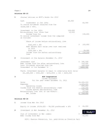 Solution Manual For Advanced Accounting, 11th Edition - Page 26 preview image