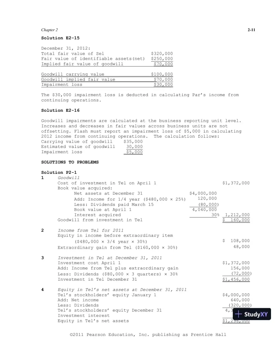 Solution Manual For Advanced Accounting, 11th Edition, page 28