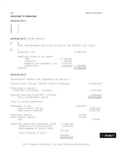 Solution Manual For Advanced Accounting, 11th Edition - Page 3 preview image