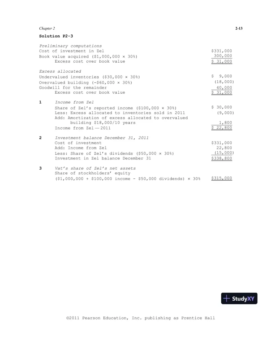 Solution Manual For Advanced Accounting, 11th Edition, page 30