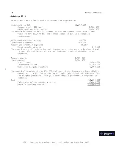 Solution Manual For Advanced Accounting, 11th Edition - Page 5 preview image