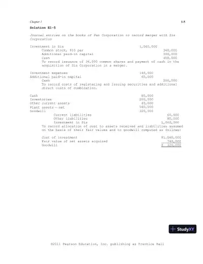 Solution Manual For Advanced Accounting, 11th Edition - Page 6 preview image