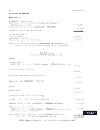 Solution Manual For Advanced Accounting, 11th Edition - Page 7 preview image