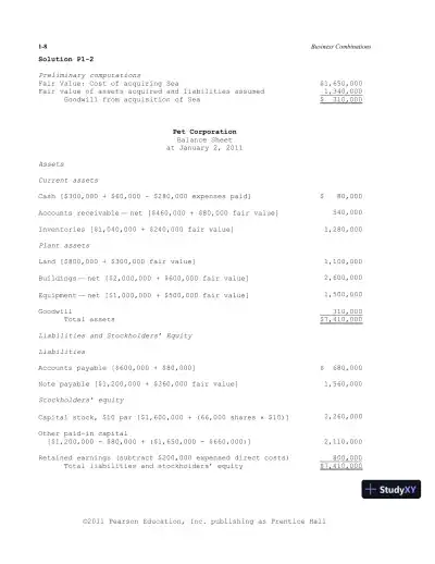 Solution Manual For Advanced Accounting, 11th Edition - Page 9 preview image