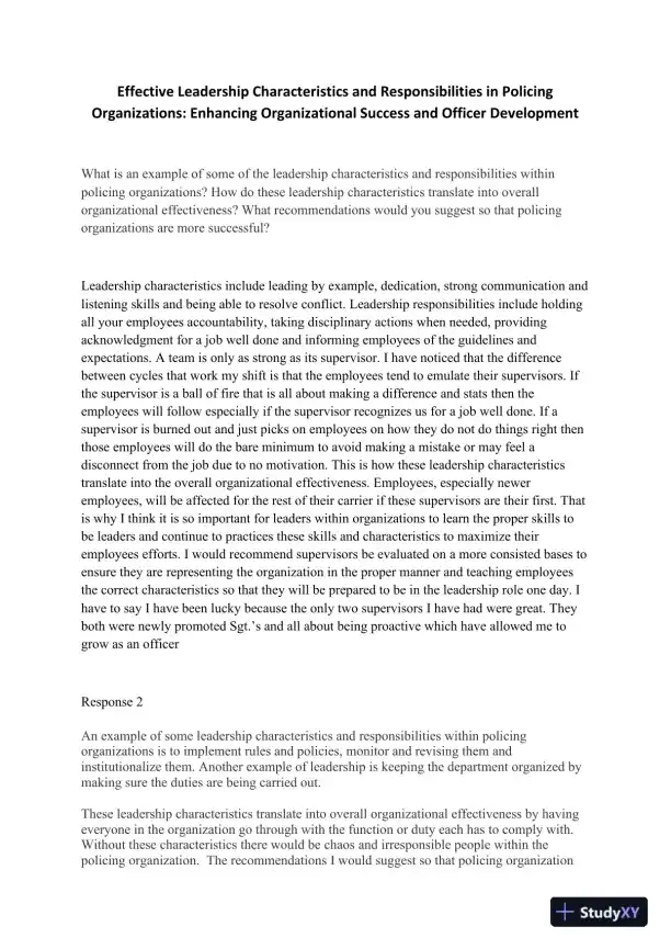Effective Leadership Characteristics and Responsibilities in Policing Organizations - Page 1 preview image