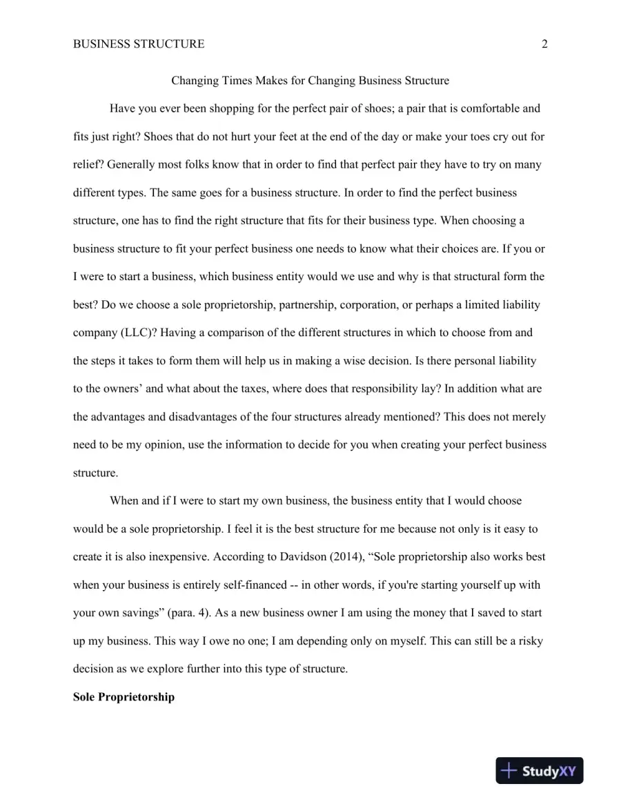 BUS 311 � Business Law I Changing Times Makes for Changing Business Structure, page 3