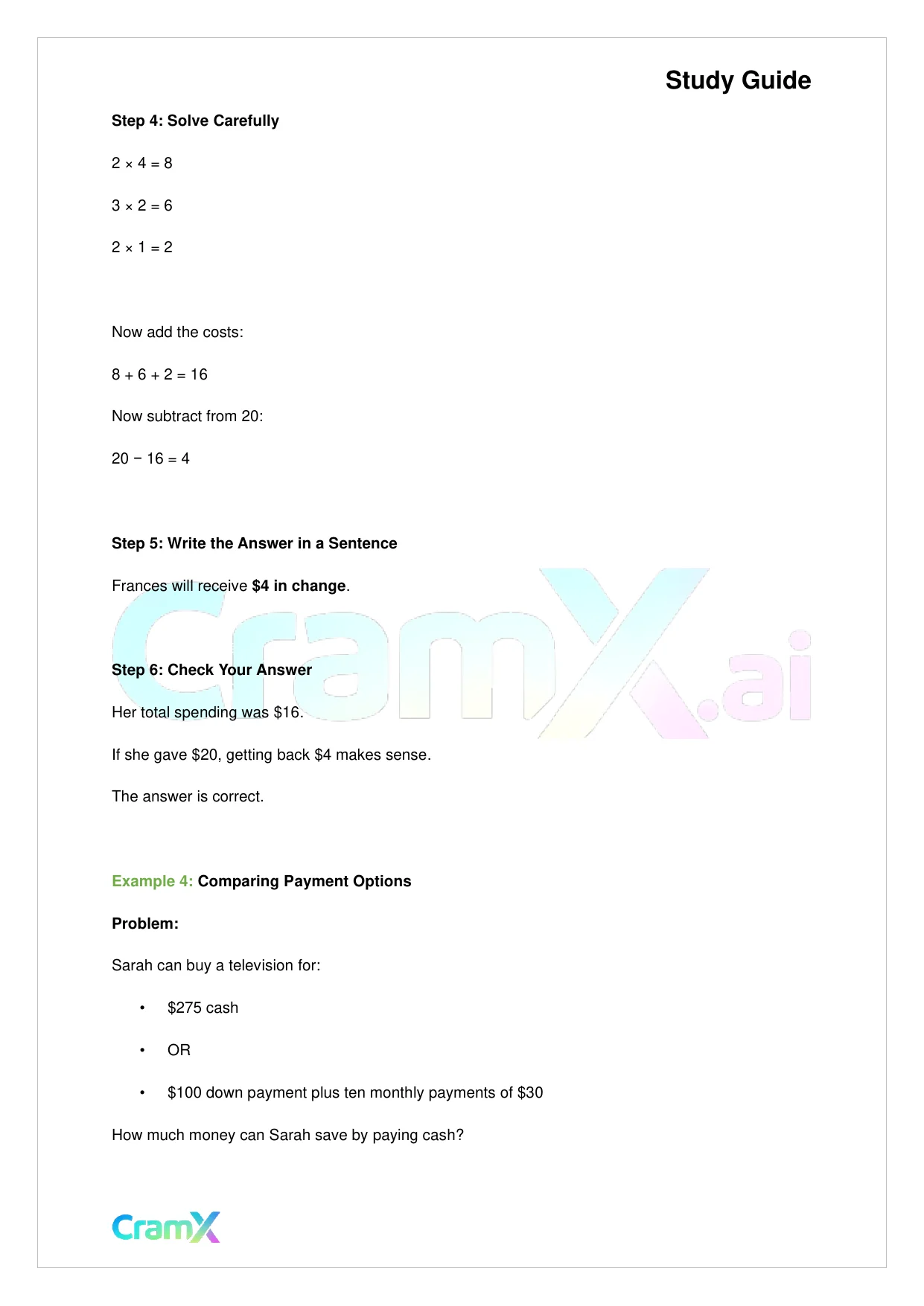 Basic Math and Pre-Algebra - Word Problems - Page 6 preview image
