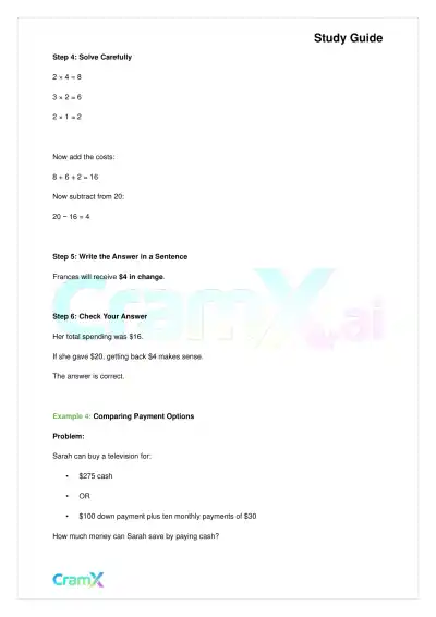 Basic Math and Pre-Algebra - Word Problems - Page 6 preview image