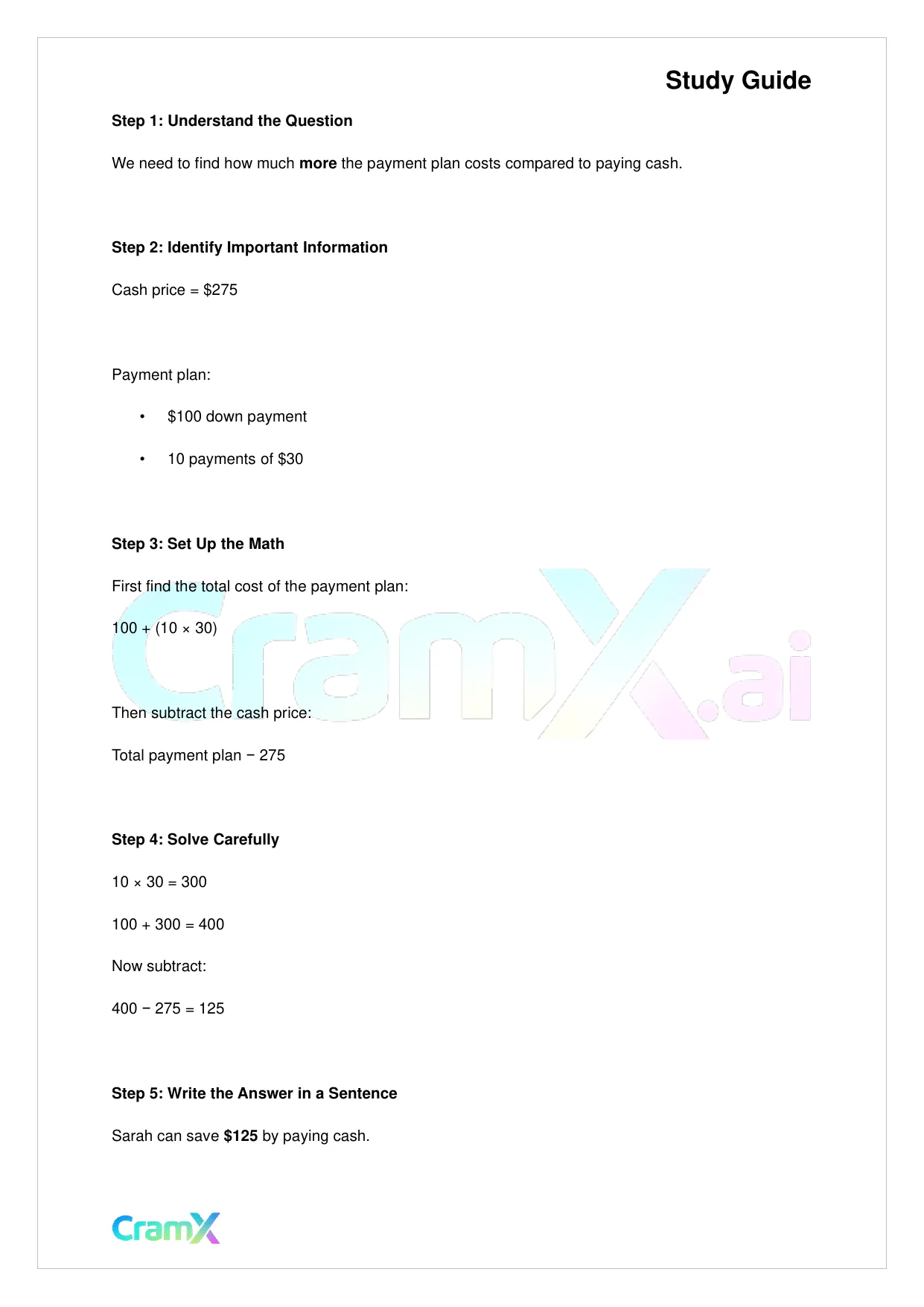 Basic Math and Pre-Algebra - Word Problems - Page 7 preview image