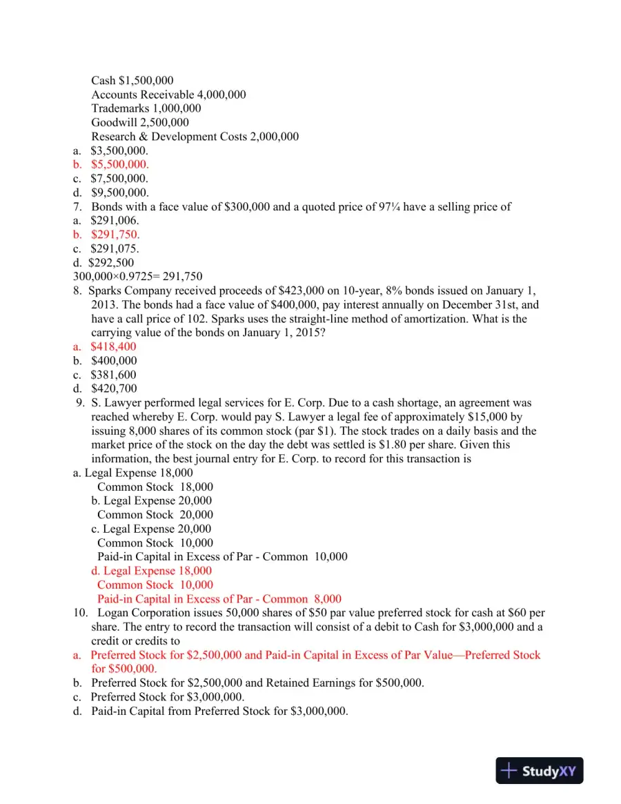 ACC 291: Final Exam Study Guide - Key Concepts and Solutions, page 3