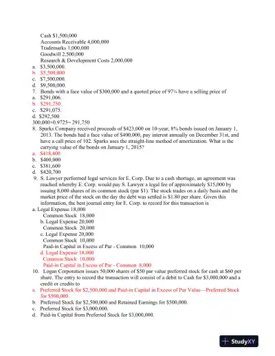 ACC 291: Final Exam Study Guide - Key Concepts and Solutions - Page 3 preview image