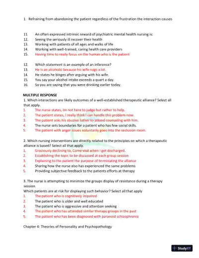 Test Bank for Kaplan and Sadock's Synopsis of Psychiatry: Behavioral Sciences/Clinical Psychiatry, 11th Edition (Chapters 1-37) - Page 12 preview image
