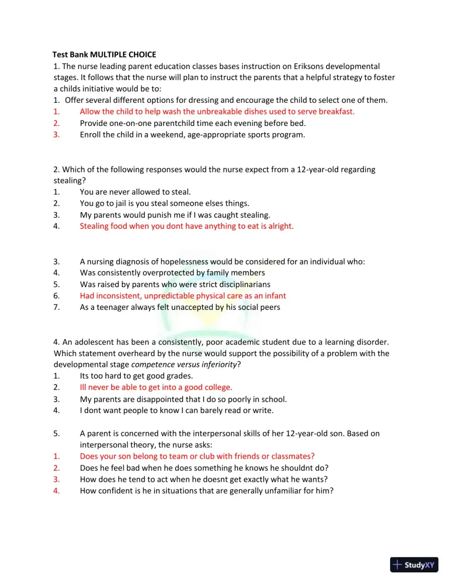 Test Bank for Kaplan and Sadock's Synopsis of Psychiatry: Behavioral Sciences/Clinical Psychiatry, 11th Edition (Chapters 1-37), page 13