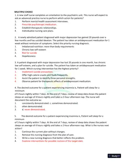 Test Bank for Kaplan and Sadock's Synopsis of Psychiatry: Behavioral Sciences/Clinical Psychiatry, 11th Edition (Chapters 1-37) - Page 18 preview image