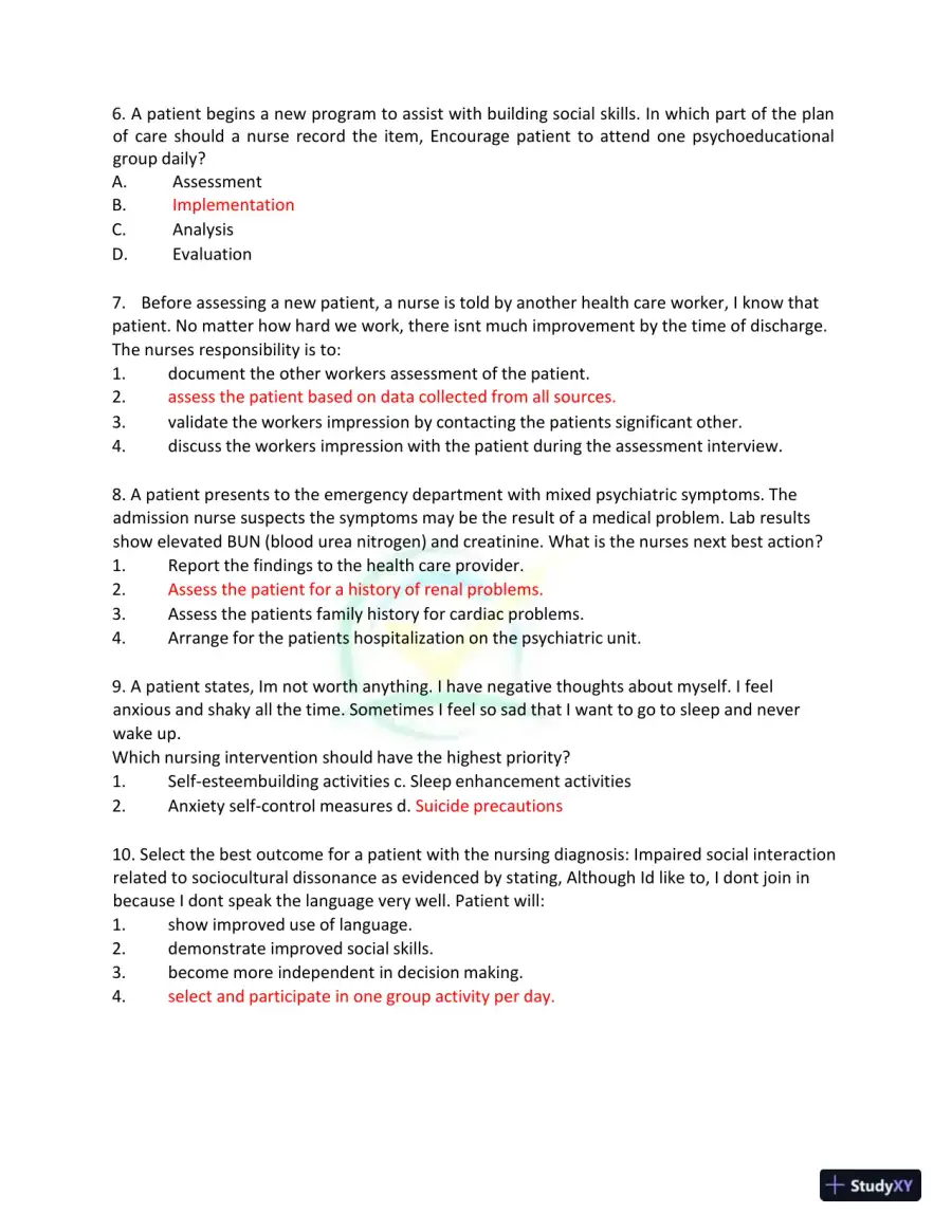 Test Bank for Kaplan and Sadock's Synopsis of Psychiatry: Behavioral Sciences/Clinical Psychiatry, 11th Edition (Chapters 1-37), page 19