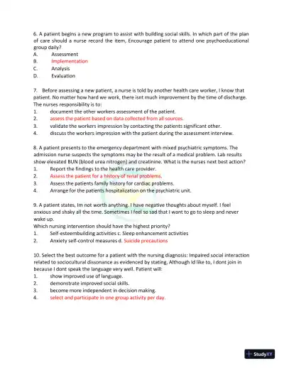 Test Bank for Kaplan and Sadock's Synopsis of Psychiatry: Behavioral Sciences/Clinical Psychiatry, 11th Edition (Chapters 1-37) - Page 19 preview image