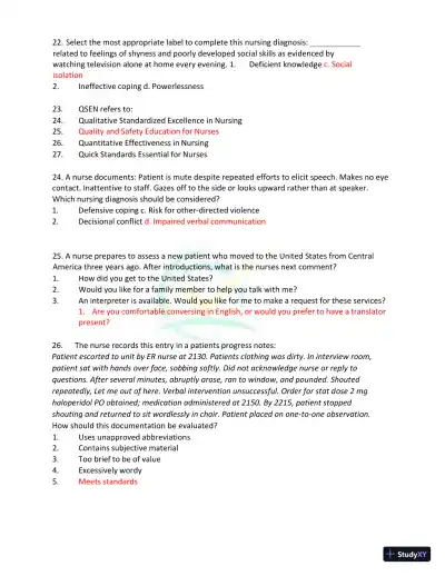Test Bank for Kaplan and Sadock's Synopsis of Psychiatry: Behavioral Sciences/Clinical Psychiatry, 11th Edition (Chapters 1-37) - Page 22 preview image