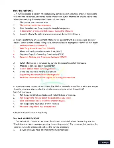 Test Bank for Kaplan and Sadock's Synopsis of Psychiatry: Behavioral Sciences/Clinical Psychiatry, 11th Edition (Chapters 1-37) - Page 23 preview image