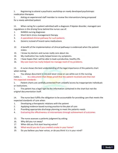 Test Bank for Kaplan and Sadock's Synopsis of Psychiatry: Behavioral Sciences/Clinical Psychiatry, 11th Edition (Chapters 1-37) - Page 27 preview image