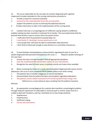 Test Bank for Kaplan and Sadock's Synopsis of Psychiatry: Behavioral Sciences/Clinical Psychiatry, 11th Edition (Chapters 1-37) - Page 28 preview image