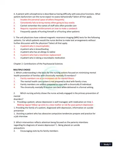 Test Bank for Kaplan and Sadock's Synopsis of Psychiatry: Behavioral Sciences/Clinical Psychiatry, 11th Edition (Chapters 1-37) - Page 6 preview image