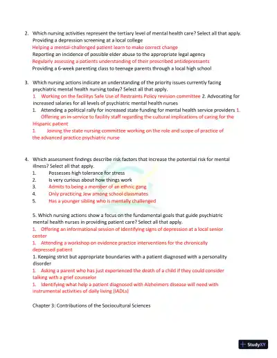 Test Bank for Kaplan and Sadock's Synopsis of Psychiatry: Behavioral Sciences/Clinical Psychiatry, 11th Edition (Chapters 1-37) - Page 9 preview image