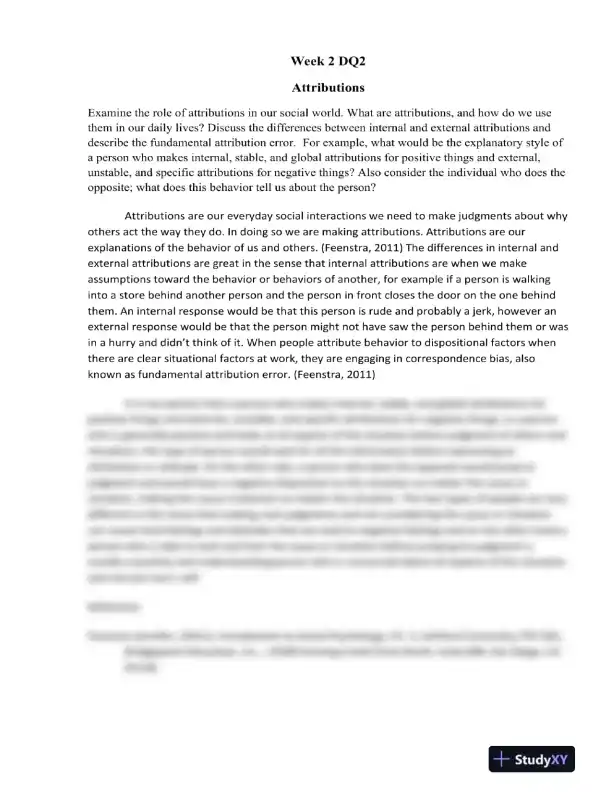 Attributions Week 2 DQ2 - Page 1 preview image