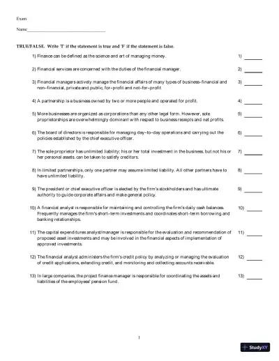 Test Bank for Principles of Managerial Finance, Arab World Edition - Page 1 preview image