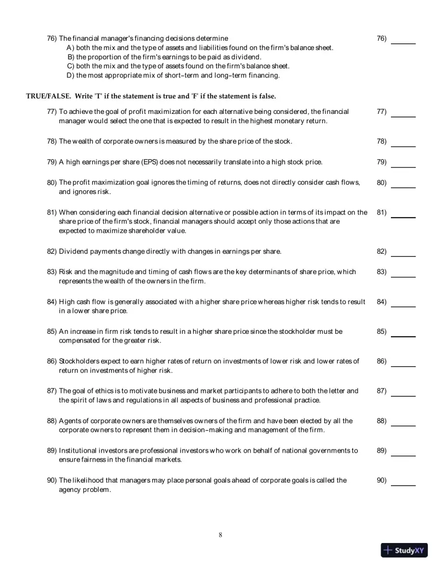 Test Bank for Principles of Managerial Finance, Arab World Edition, page 9