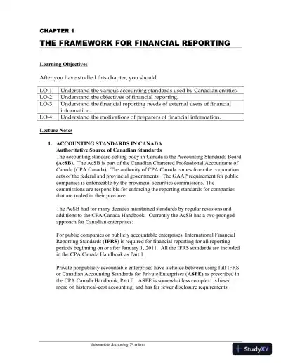 Study Notes For Intermediate Accounting Volume 1, Seventh Canadian Edition - Page 1 preview image