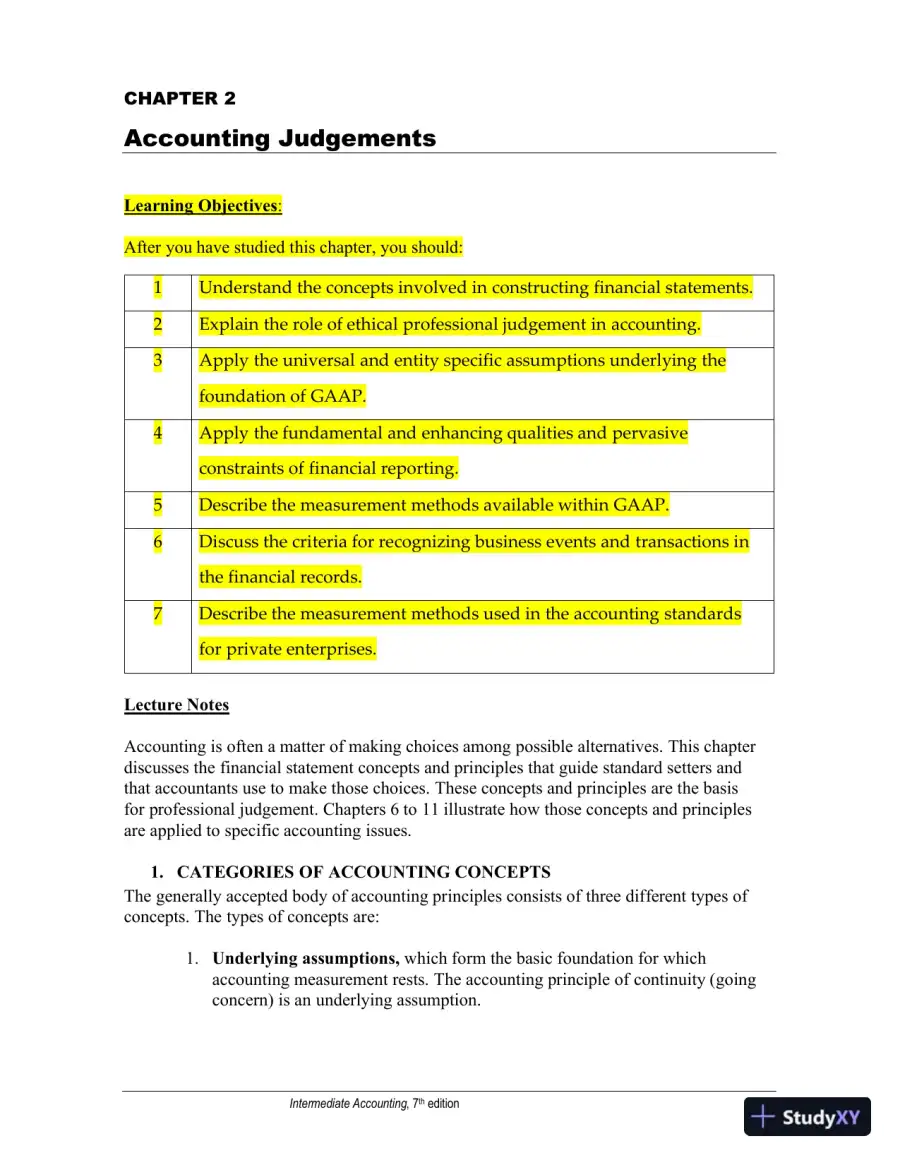 Study Notes For Intermediate Accounting Volume 1, Seventh Canadian Edition, page 10