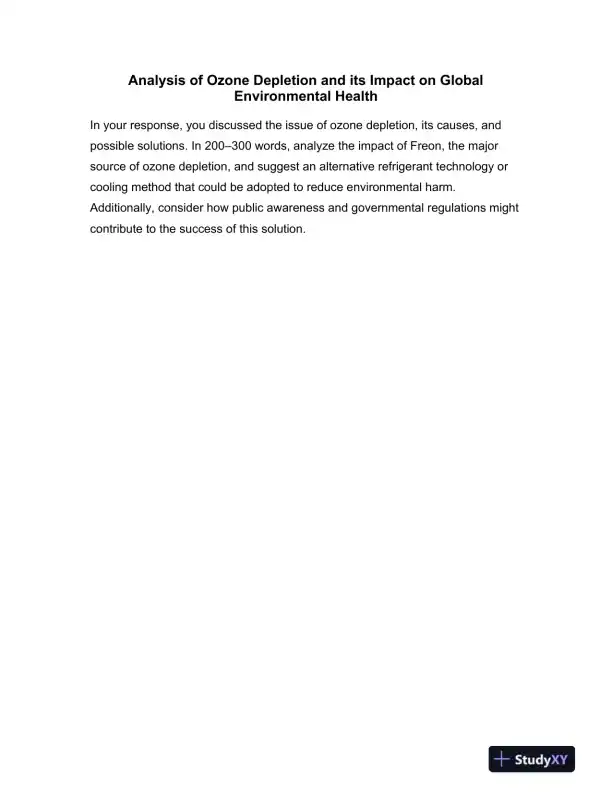 Analysis of Ozone Depletion and its Impact on Global Environmental Health - Page 1 preview image