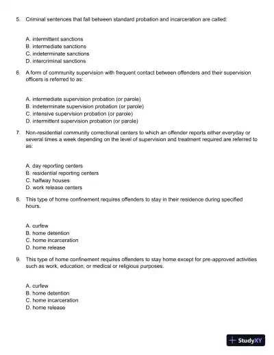 Probation, Parole, and Community-Based Corrections: Supervision, Treatment, and Evidence-Based Practices (Connect, Learn, Succeed) 1st Edition Test Bank - Page 3 preview image