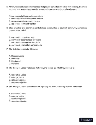 Probation, Parole, and Community-Based Corrections: Supervision, Treatment, and Evidence-Based Practices (Connect, Learn, Succeed) 1st Edition Test Bank - Page 5 preview image