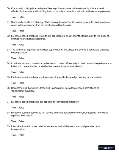 Probation, Parole, and Community-Based Corrections: Supervision, Treatment, and Evidence-Based Practices (Connect, Learn, Succeed) 1st Edition Test Bank - Page 8 preview image