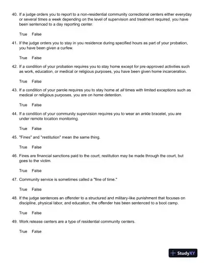 Probation, Parole, and Community-Based Corrections: Supervision, Treatment, and Evidence-Based Practices (Connect, Learn, Succeed) 1st Edition Test Bank - Page 9 preview image