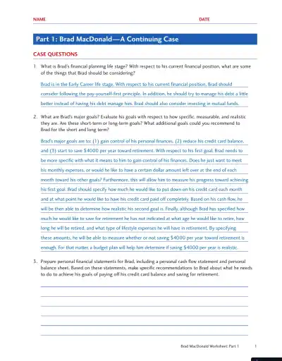 Personal Finance, Fourth Canadian Edition Solution Manual - Page 1 preview image