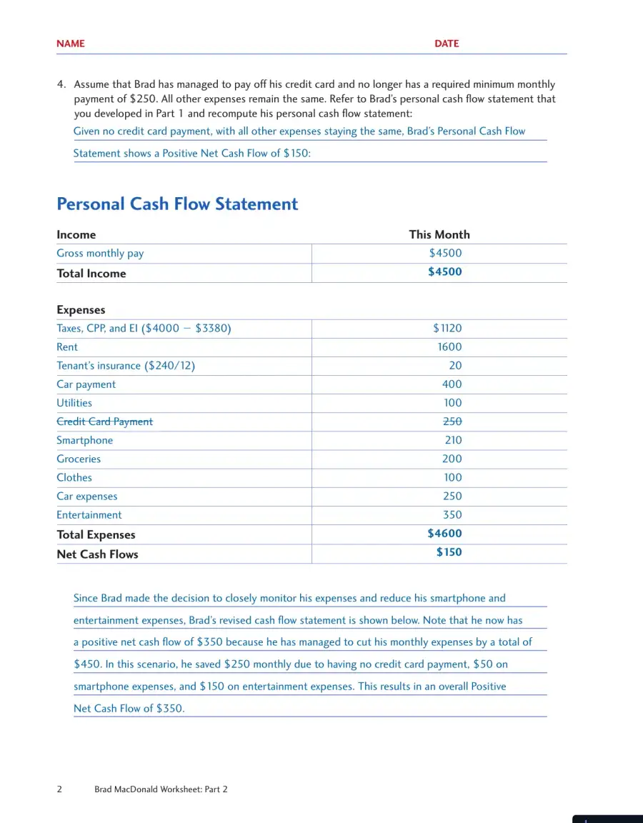 Personal Finance, Fourth Canadian Edition Solution Manual, page 12