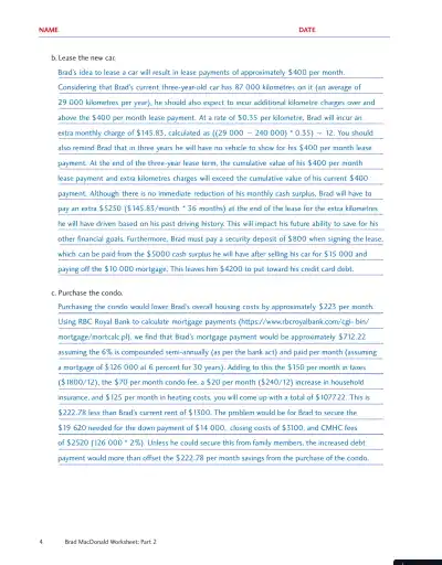 Personal Finance, Fourth Canadian Edition Solution Manual - Page 14 preview image