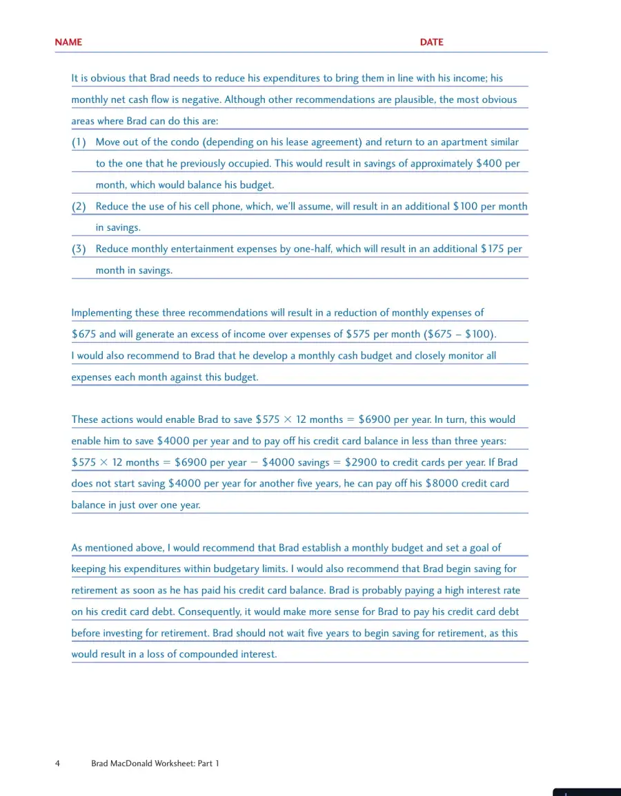Personal Finance, Fourth Canadian Edition Solution Manual, page 5