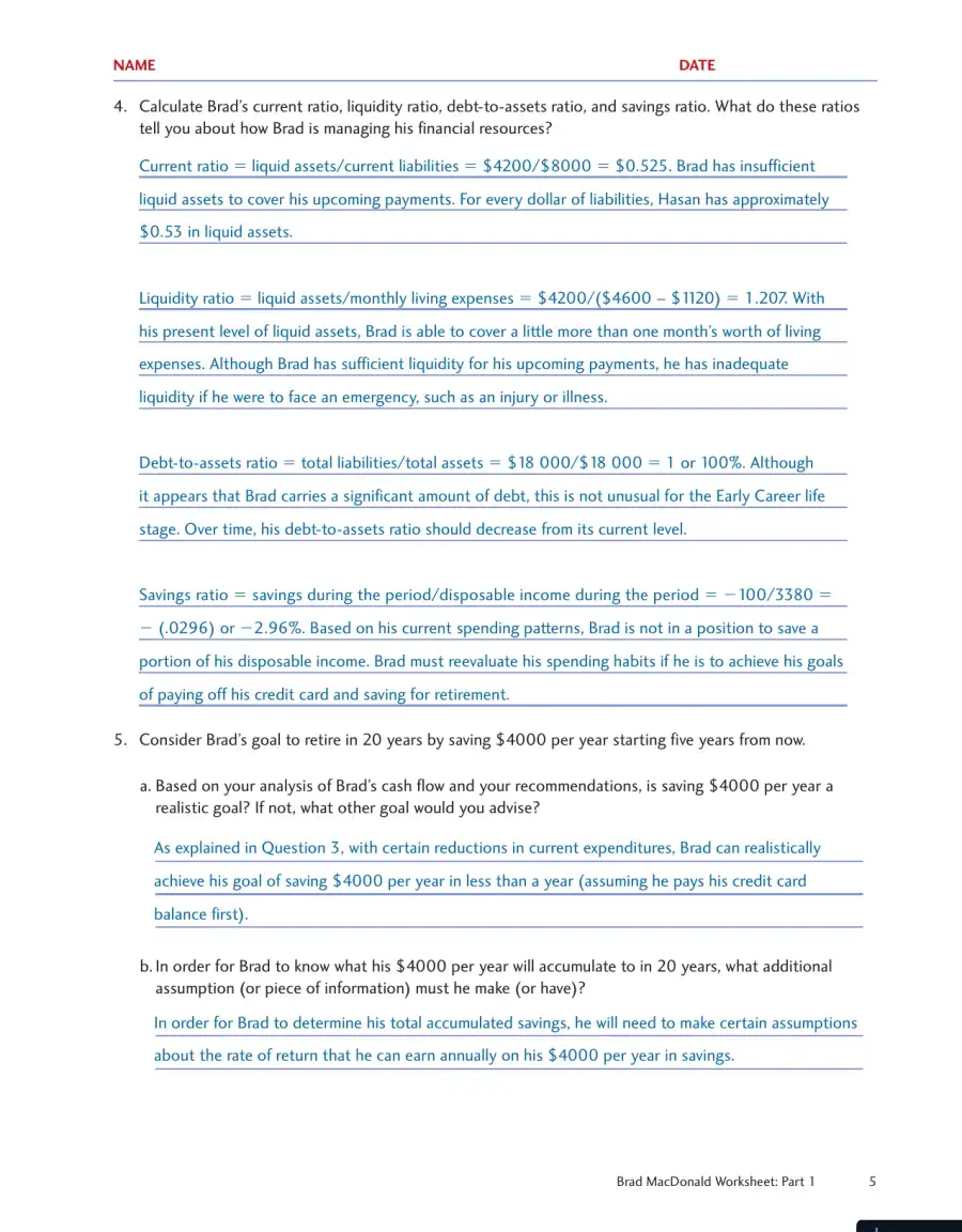 Personal Finance, Fourth Canadian Edition Solution Manual, page 6