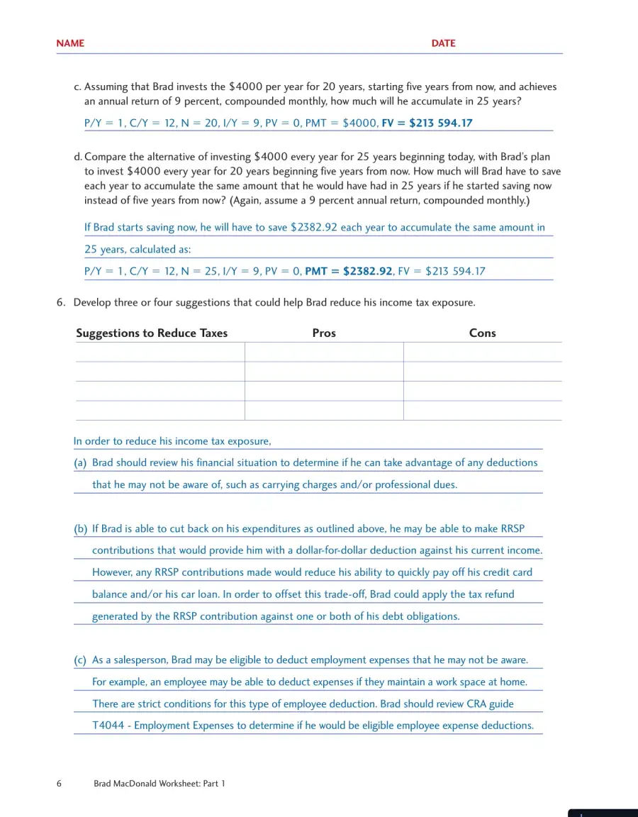 Personal Finance, Fourth Canadian Edition Solution Manual, page 7