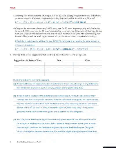 Personal Finance, Fourth Canadian Edition Solution Manual - Page 7 preview image