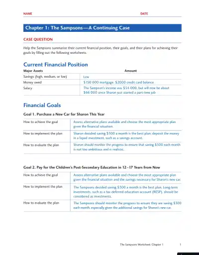 Personal Finance, Fourth Canadian Edition Solution Manual - Page 9 preview image