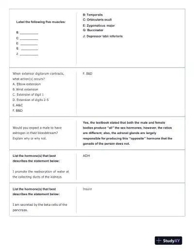 Portage Learning Anatomy and Physiology Final Exam With Answers (142 Solved Questions) - Page 6 preview image