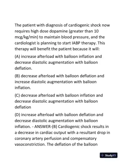 2024-2025 CCRN Pharmacology Real Exam With Answers (72 Solved Questions) - Page 13 preview image