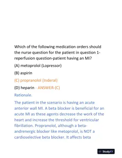 2024-2025 CCRN Pharmacology Real Exam With Answers (72 Solved Questions) - Page 3 preview image