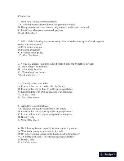 Research Methods in Practice: Strategies for Description and Causation Second Edition Test Bank - Page 1 preview image